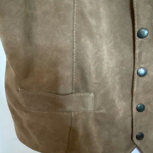 Cosa Nova Vintage Brown Tan Suede Leather Western Rodeo Snap Vest- Sz-XL - Picture 7 of 16
